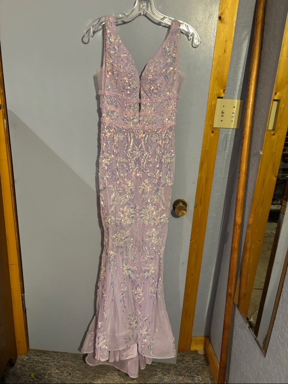 ellie wilde Lavender Beaded Sequin Maxi Gown